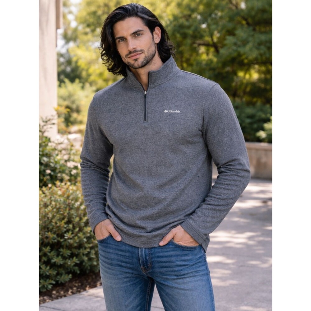 Columbia Quarter Zip Fleece Pullover XXL Charcoal Heather Soft Knit Jacket